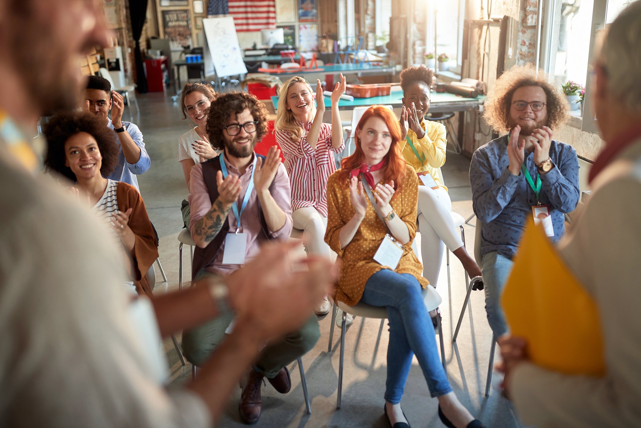 Young employees having professional training; Professional development concept